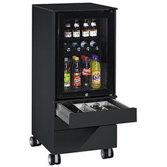 Kühlschrank-Caddy, BxTxH 500x600x1157 mm, Kühlschrank, 3 Schubladen für Besteck + Geschirr, RAL 7021 schwarzgrau
