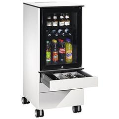 Kühlschrank-Caddy, BxTxH 500x600x1157 mm, Kühlschrank, 3 Schubladen für Besteck + Geschirr, RAL 9010 reinweiß