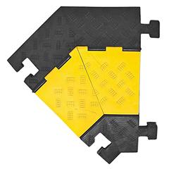 Kabelbrücke-Wickelstück 45 Grad, Farbe schwarz-gelb, links, Hartgummimischung mit Deckel, LxBxH 500/200x600x75 mm