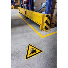 Sicherheitskennzeichen, selbstklebend, Warnung vor Flurförderzeugen, Kantenlänge 430 mm online kaufen - Verwendung 2