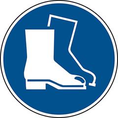 Gebotsschild, Fußschutz benutzen, Folie, Durchm. 200 mm, DIN EN ISO 7010