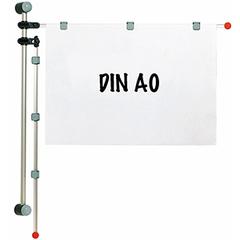 Wand-Planhalter, 2 Alu-Schwenkarme A0 (1320 mm) mit je 3 Magnetclips, inkl. Montagematerial