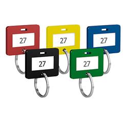 Schlüsselanhänger, farbig sortiert, 10 Stück, Farben: rot, blau, schwarz, gelb, grün