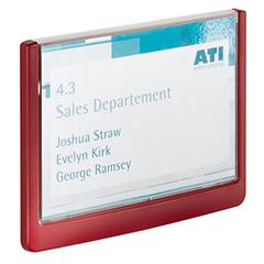 Türschild aus ABS, Sichtfenster Acryl, Klick-Funktion, BxH 149x105,5 mm, Rahmenfarbe rot, VE 5 Stück