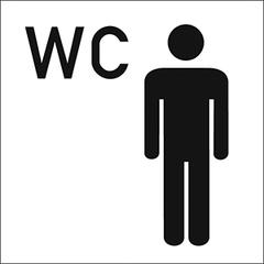Hinweisschild, WC Herren, WC Zeichen + Mann, Folie selbstklebend, 300x300 mm