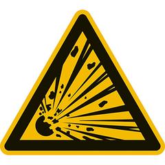 Warnschild, Warnung vor explosionsgefährlichen Stoffen, Folie, 25 mm, VE Bogen mit 21 Stück