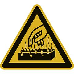 Warnschild, Warnung vor heißen Werkstoffen, Alu, 100 mm