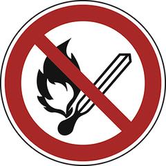 Verbotsschild, Feuer, offenes Licht und Rauchen verboten, Kunststoff, Durchm. 400 mm online kaufen - Verwendung 1