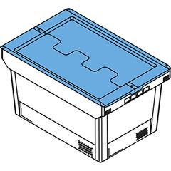 Vorschau: Euronorm-Mehrwegbehälter, Kufen + Deckel, Volumen 151 Liter, LxBxH 800x600x553 mm, Farbe blau online kaufen - Verwendung 3