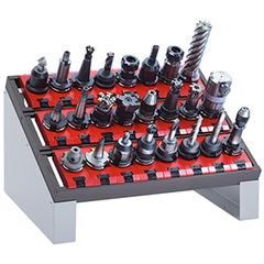 CNC-Tischständer mit Einsatzrahmen und Werkzeughalter, 18 HSK 63 A+C+E/80 B+D+F, RAL 5012
