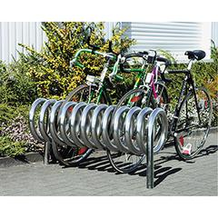 Vorschau: Spiral-Fahrradständer, Edelstahl natur, Rohrdurchm. 42 mm, zum Einbetonieren, Breite 1220 mm, Höhe über Flur 490 mm online kaufen - Verwendung 3