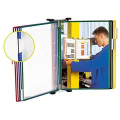 Sichtafelsystem, Wandhalter, 10 DIN A4 PVC-Tafeln, sortiert in blau, rot, gelb, grün, schwarz