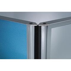 Trennwandelement, BxTxH 850x50x1800 mm, Klettprofil, Höhe 0-750 mm, Stoffbezug Polyester blau, darüber klares Plexiglas online kaufen - Verwendung 3