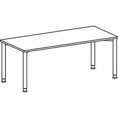 Schreibtisch, BxTxH 1800x800x680-800 mm, höhenverstellbar, Platte buche, Rundrohrgestell silber