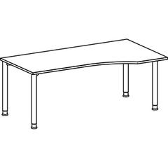 Vorschau: PC-Tisch, rechts, BxTxH 1800x800-1000x680-800 mm, höhenverstellbar, Platte buche, Rundrohrgestell silber online kaufen - Verwendung 1
