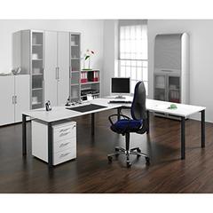 Vorschau: Schreibtisch, BxTxH 1800x800x680-800 mm, höhenverstellbar, Platte ahorn, Rundrohrgestell anthrazit online kaufen - Verwendung 3