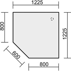 Verkettungsplatte, 5eckig 90 Grad, BxTxH 1225x1225x680-800 mm, höhenverstellbar, Platte ahorn, Stützfuß anthrazit
