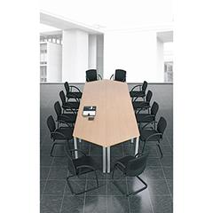 Konferenztisch, BxTxH 2000x800/1200x720 mm, Tonnenform, 4-Fuß-Gestell, Platten-/Gestellfarbe lichtgrau/silber online kaufen - Verwendung 2