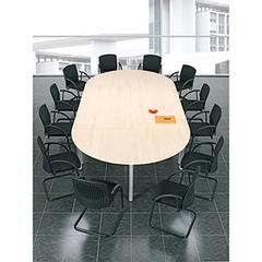 Vorschau: Konferenztisch, BxTxH 2000x800/1200x720 mm, Tonnenform, 4-Fuß-Gestell, Platten-/Gestellfarbe lichtgrau/silber online kaufen - Verwendung 3