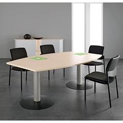 Vorschau: Konferenztisch, BxTxH 2000x1200x720 mm, Plattenfarbe lichtgrau, Säule silber, Tellerfuß anthrazit online kaufen - Verwendung 2