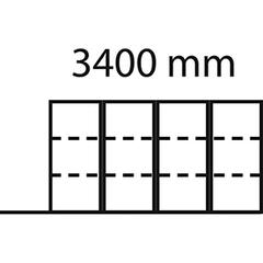 Rollregalsystem, BxTxH 3400x1200x1240 mm, mit 4 Regalfeldern 1000x600 mm, 3 OH, Antrieb über Handrad, RAL 7035 lichtgrau