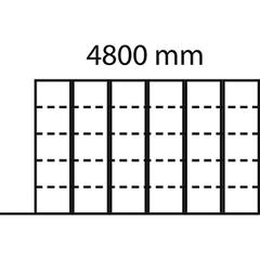 Rollregalsystem, BxTxH 4800x1200x2040 mm, mit 6 Regalfeldern 1000x600 mm, 5 OH, Antrieb über Handrad, RAL 7035 lichtgrau