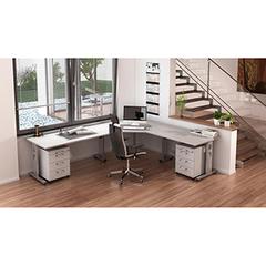 Vorschau: Schreibtisch, BxTxH 800x800x650-850 mm, höhenverstellbar, C-Fuß-Gestell, Platte buche online kaufen - Verwendung 3