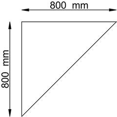 Verkettungsplatte, Dreieck 90 Grad, BxTxH 800x800x25 mm, weiß