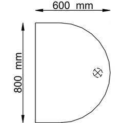 Anbautisch, rund, BxTxH 600x800x685-810 mm, Platte eiche, Stützfuß weißalu